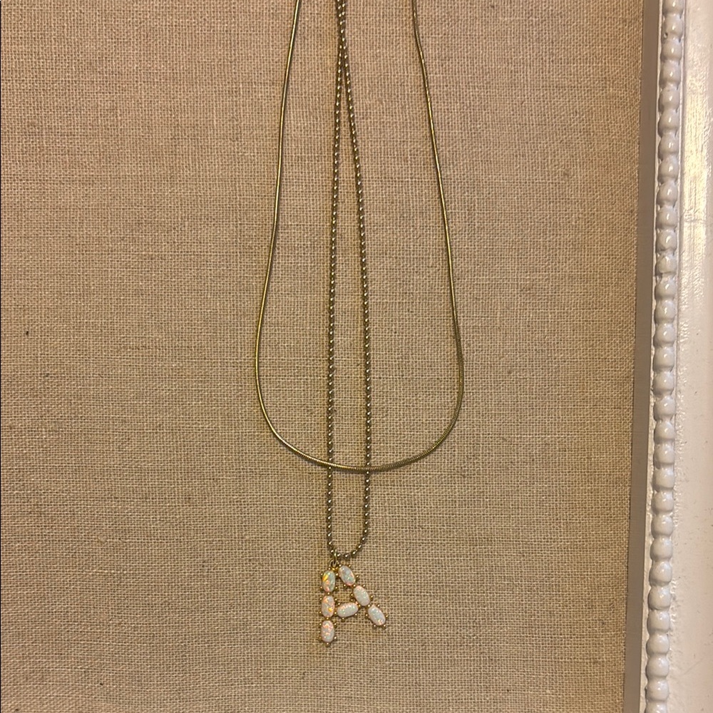 Stella & Dot Gold and White Necklace with Initial Pendant